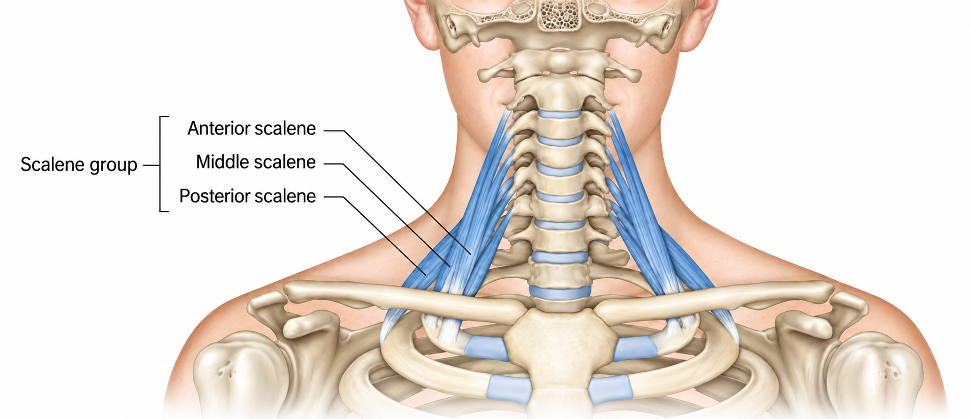 Scalenes · Anatomy 1. Anatomical view of the illustrated muscle.