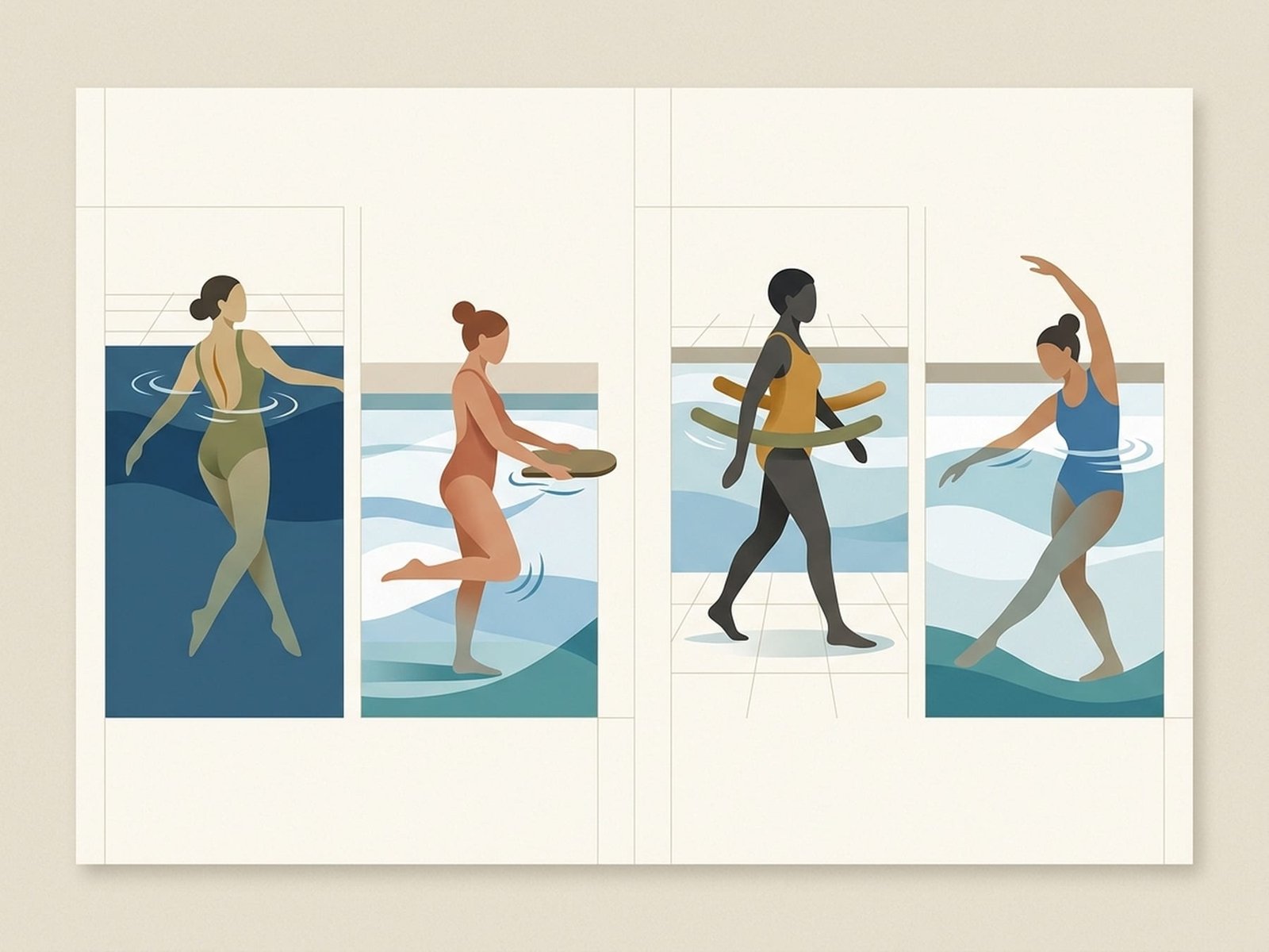 Illustrations d’exercices aquatiques par pathologie