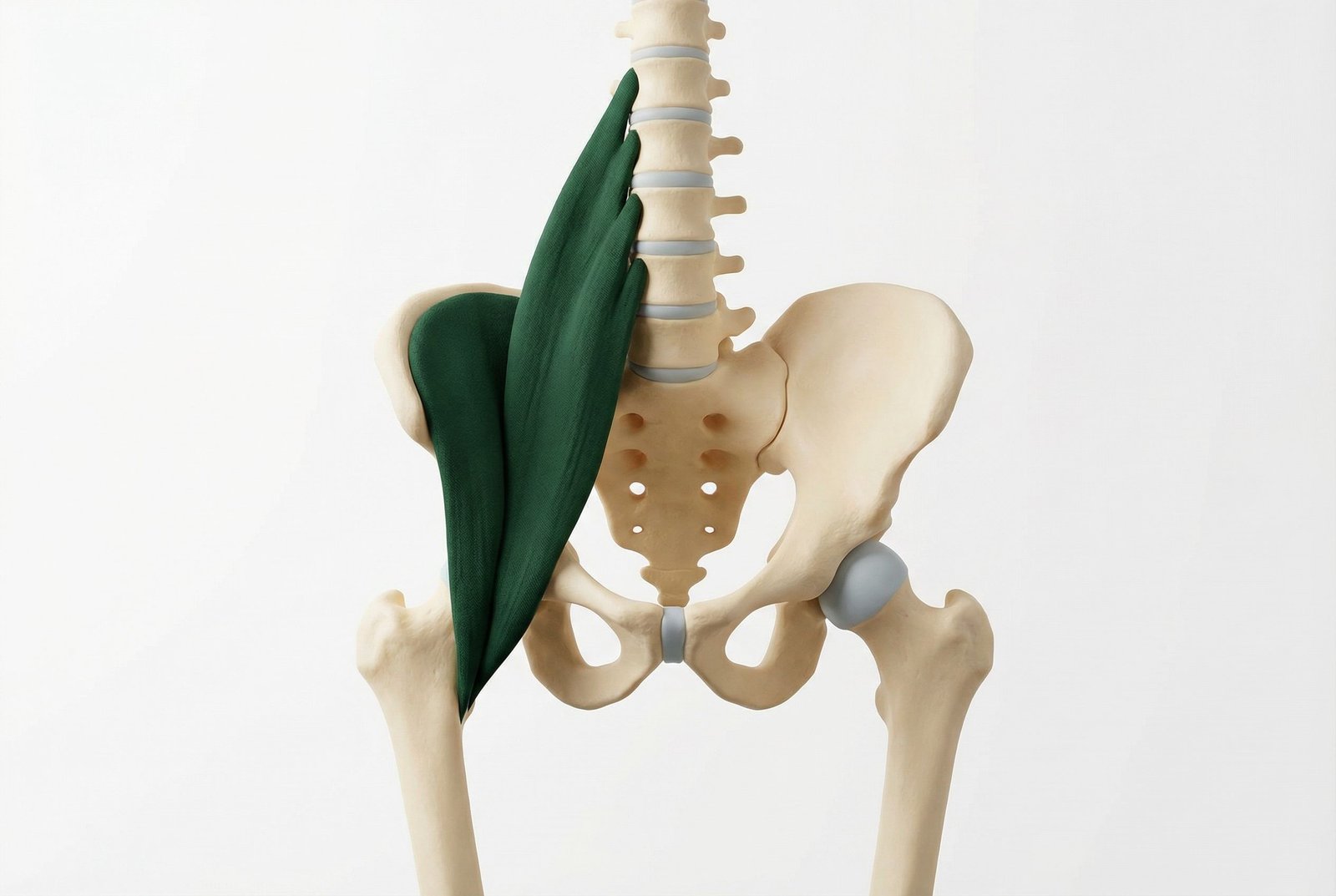 Iliopsoas: diagrama anatómico en vista anterior