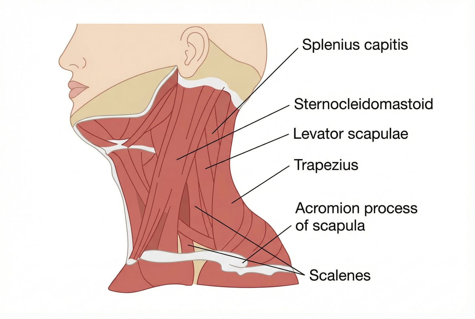 Triggerpunktlokalisationen und Ausstrahlungszonen des Musculus levator scapulae